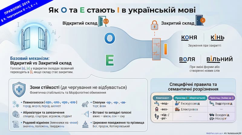 § 9. Чергування О — І, Е — І. Український правопис
